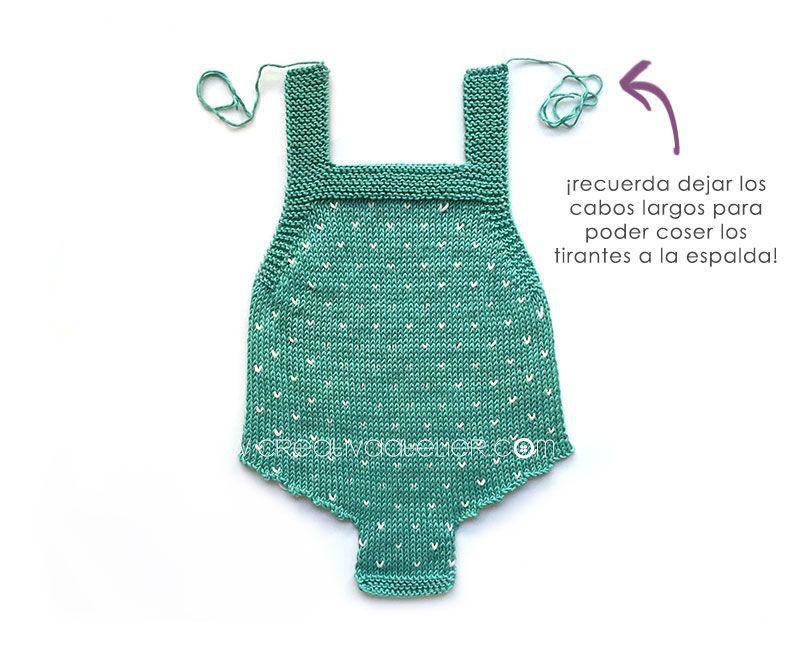 Peto de punto a dos agujas "Topitos" -Patrón y tutorial gratis