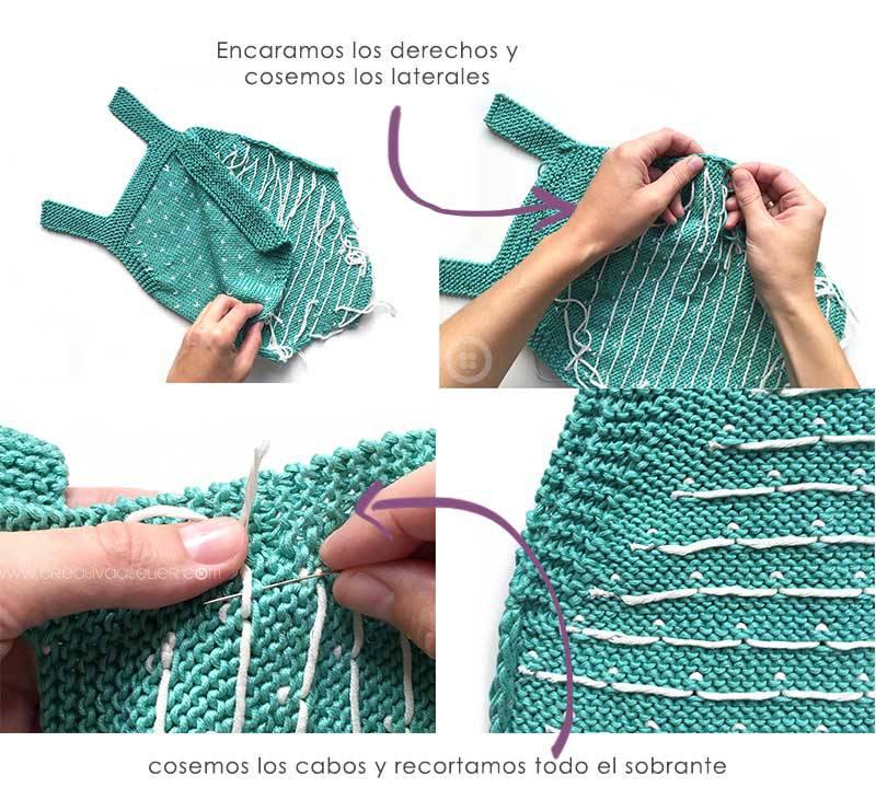 Peto de punto a dos agujas "Topitos" -Patrón y tutorial gratis