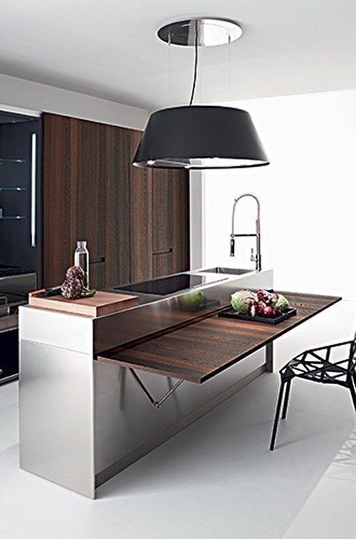 Islas de cocina: alargada y con mesa abatible