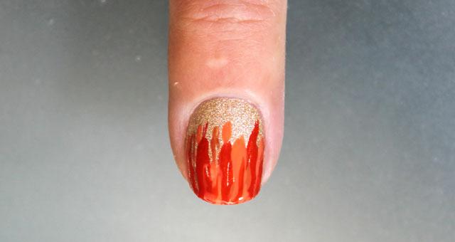 uñas decoradas fuego paso a paso