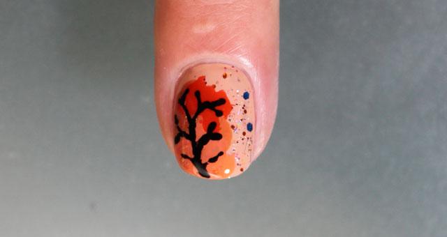 uñas decoradas arbol otoño paso a paso