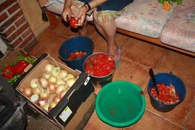 Pelando los tomates