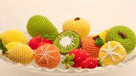 amigurumi, plato de comida fruta