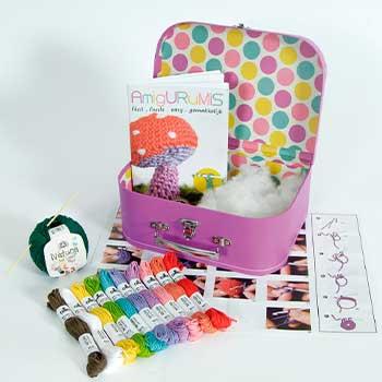 amigurumi-set-para-hacer amigurimi, lana, patrones, relleno, neceser