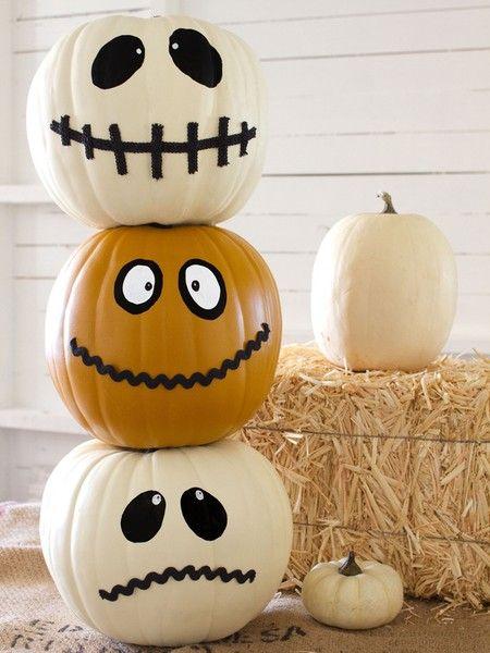 Calabazas pintadas con caras para Halloween