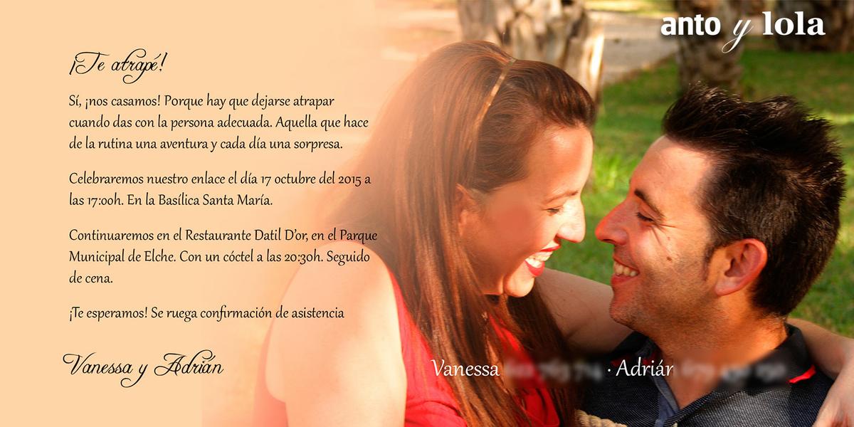 Reverso invitación de boda divertida