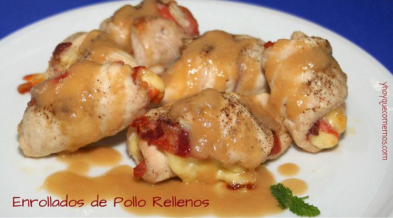 enrollados de pollo rellenos