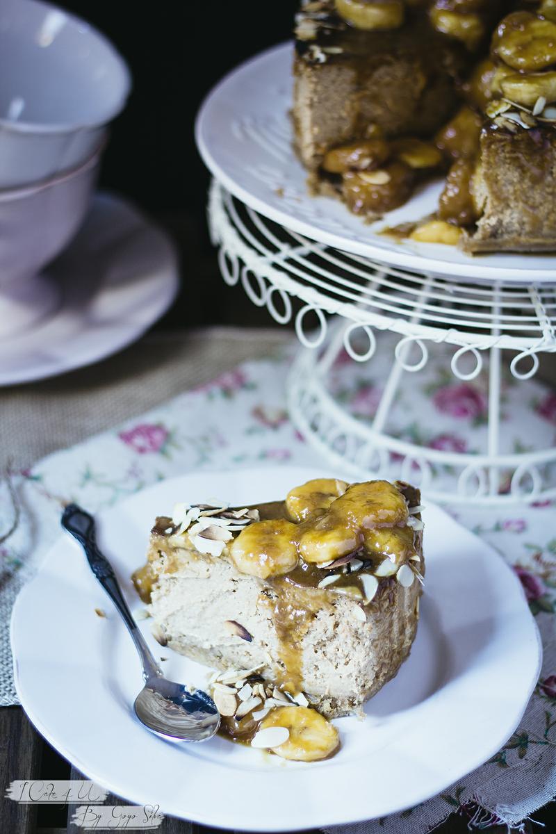 Tarta de Queso con Plátano Caramelizado