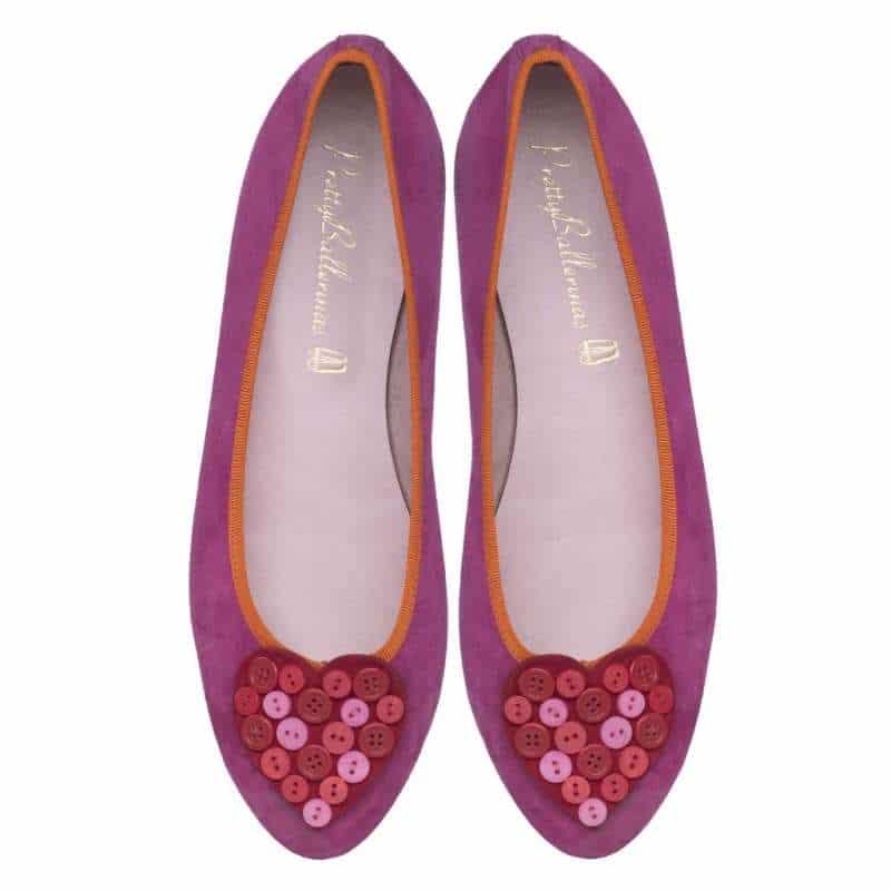 Pretty Ballerinas Audrey pink button up my heart