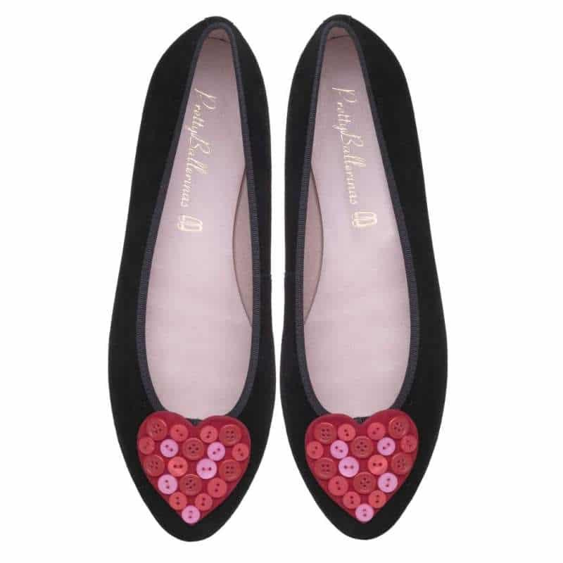 Pretty Ballerinas Audrey black button up my heart