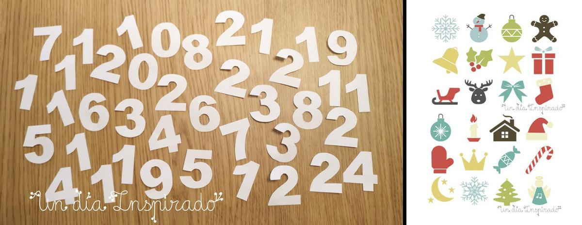 Calendario de adviento con rollos de papel