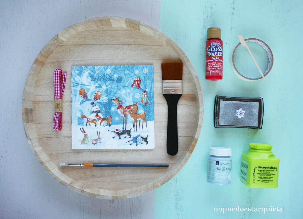 Cartel Navidad decoupage servilleta. Navideño. DIY.