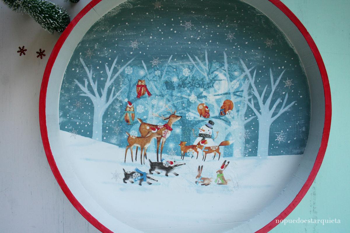 Cartel Navidad decoupage servilleta. Navideño. DIY.