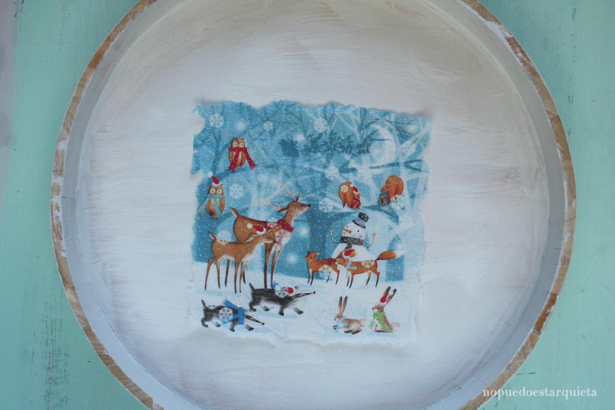 Cartel Navidad decoupage servilleta. Navideño. DIY.