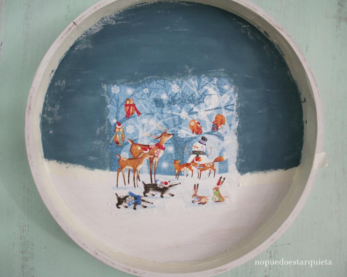 Cartel Navidad decoupage servilleta. Navideño. DIY.