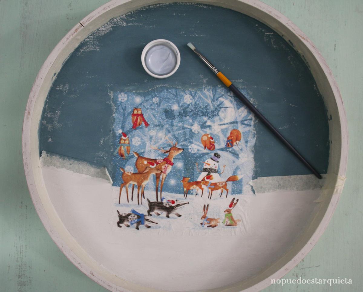 Cartel Navidad decoupage servilleta. Navideño. DIY.