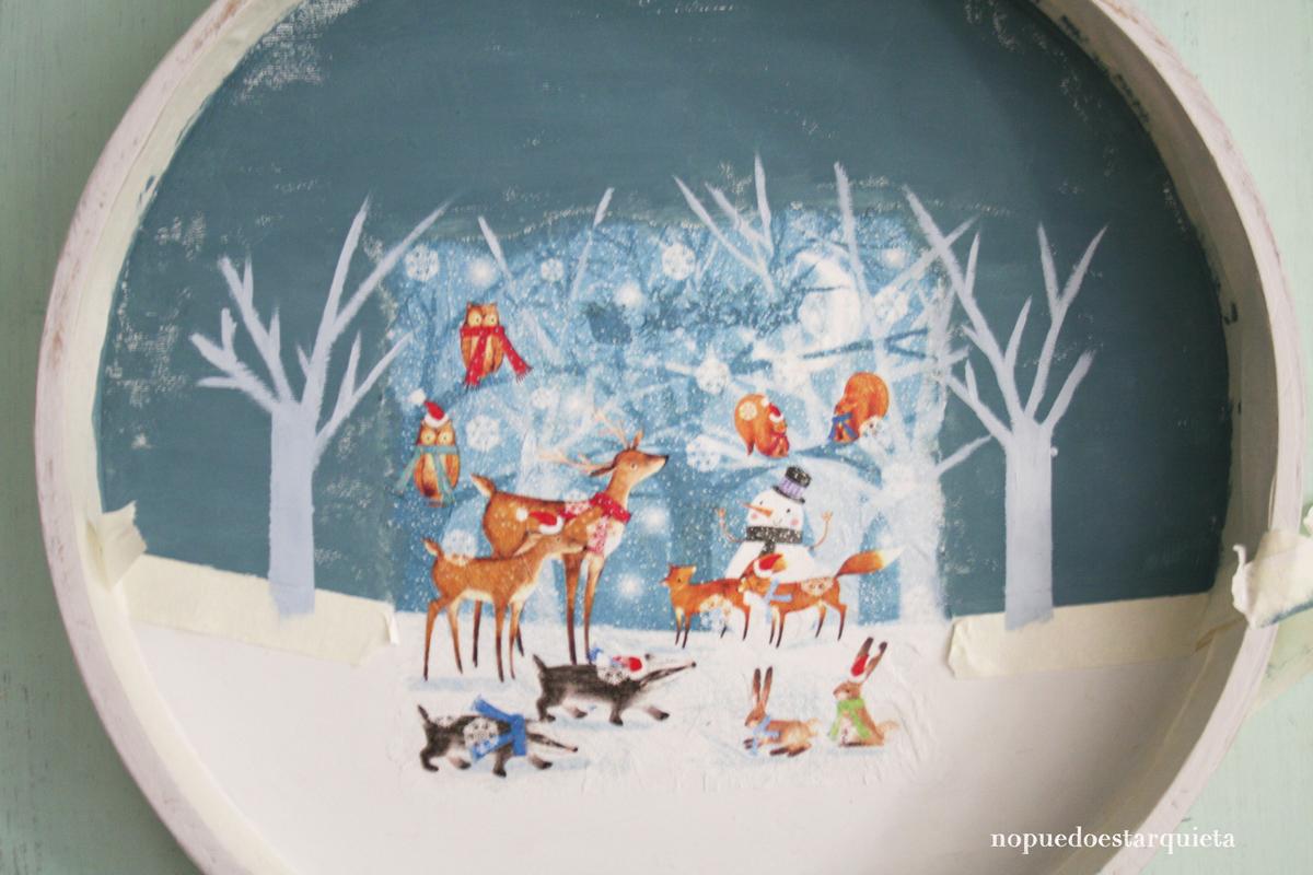 Cartel Navidad decoupage servilleta. Navideño. DIY.