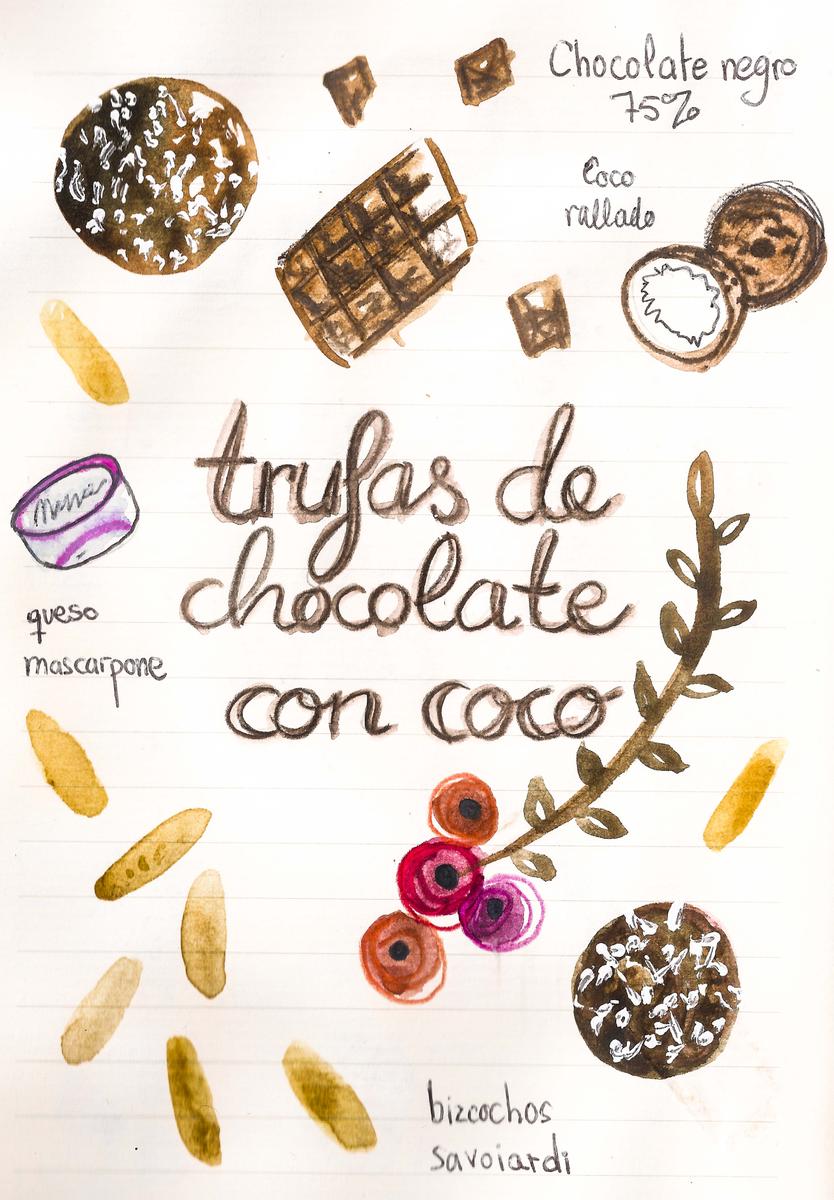 TRUFAS DE CHOCOLATE CON COCO