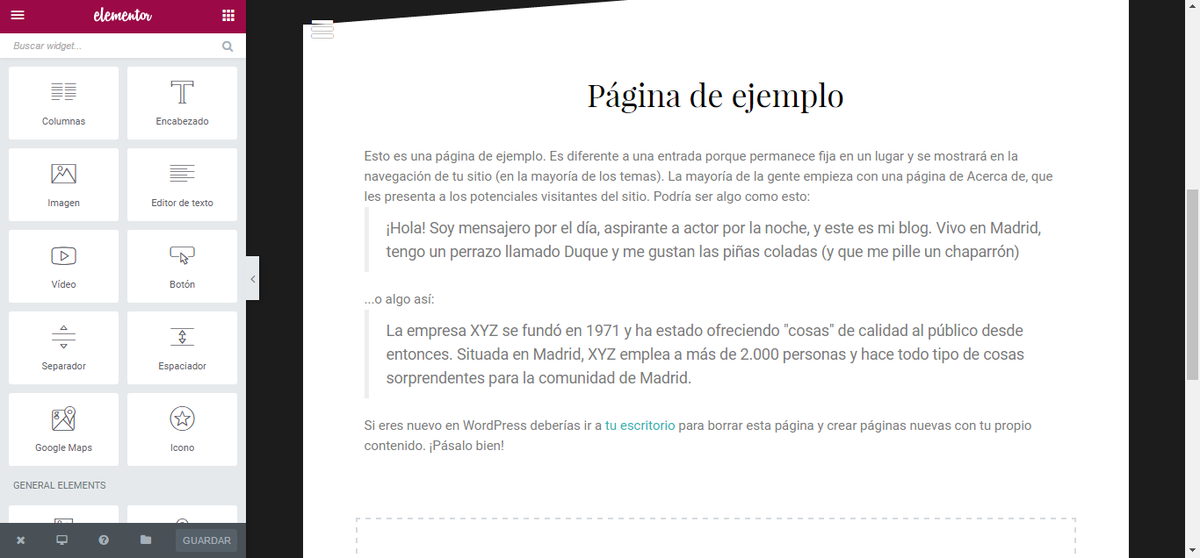 Visual composer gratuito para WordPress - Elementor