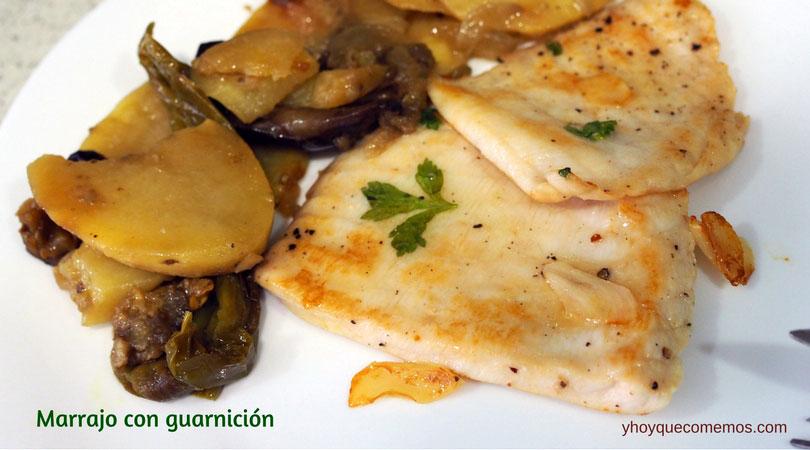marrajo con guarnicion de patatas y berenjenas