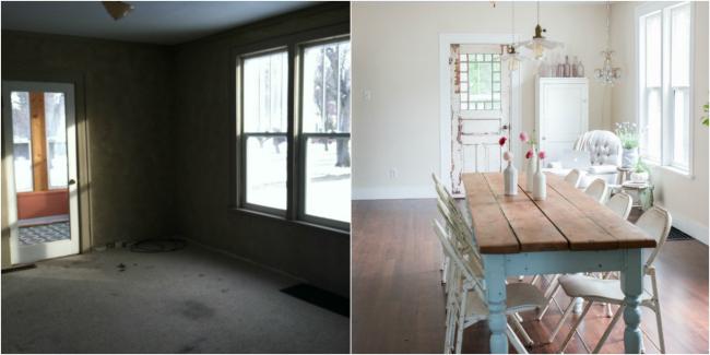 Casa de Cuento - Antes y después comedor