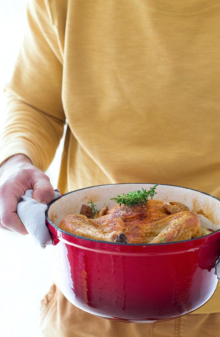 pollo asado con salsa a la sidra, bajo en calorías