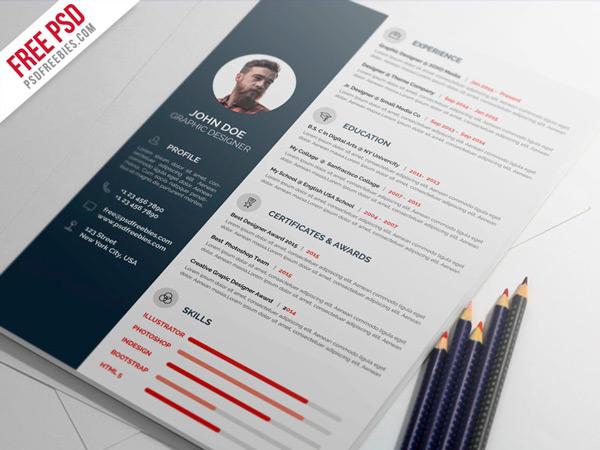 psd resume template
