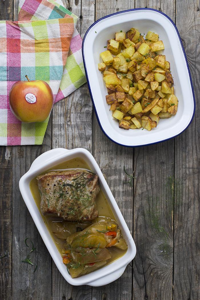 lomo asado con manzanas ambrosía