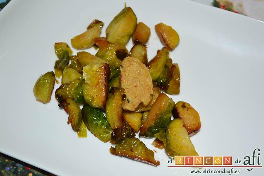 Coles de Bruselas con mantequilla de avellanas, sugerencia de presentación