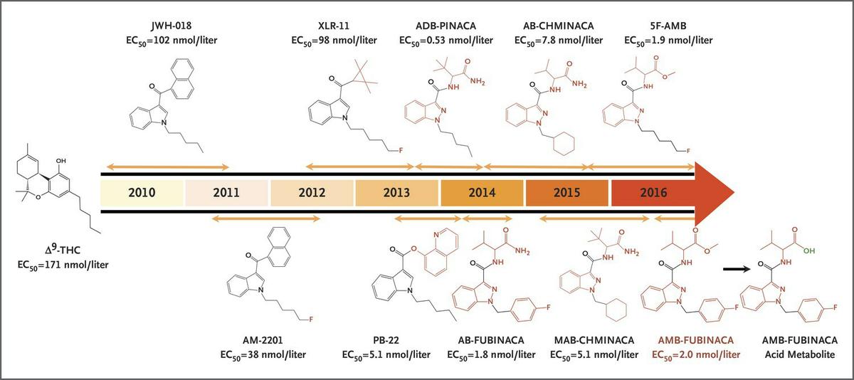 Evolution of Synthetic Cannabinoid Structures.