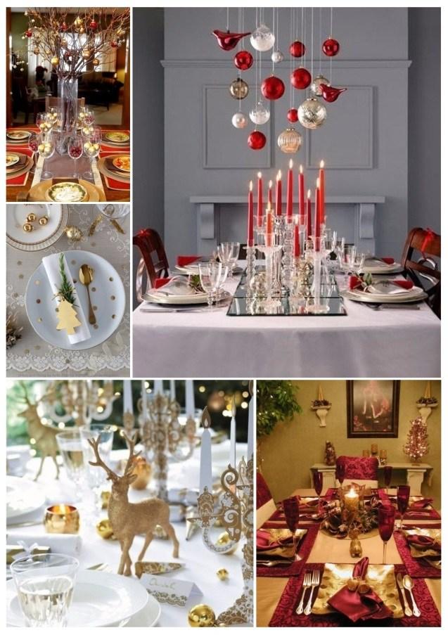 como decorar la mesa para Navidad con dorado