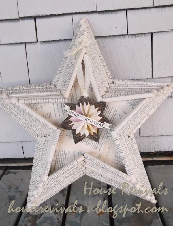 estrella de Navidad con papel de periódico
