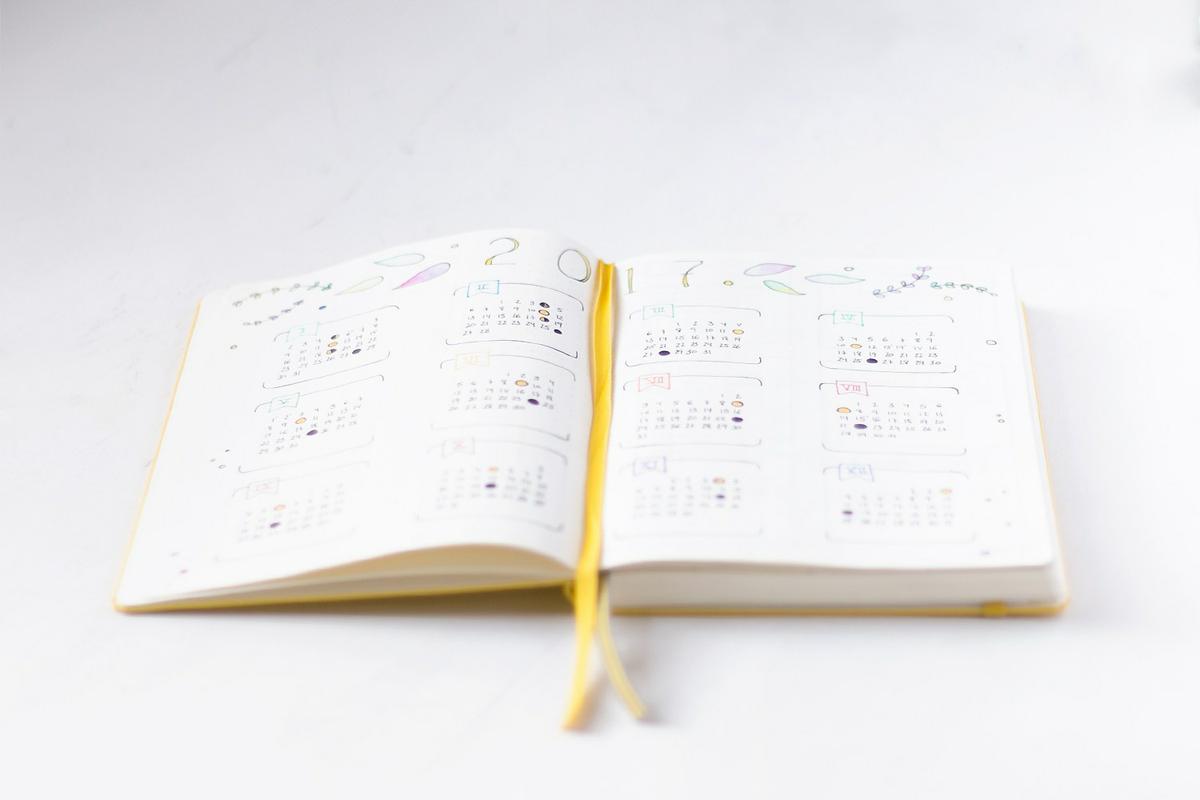 Bullet Journal calendar - Leuchtturm, visto en "I am a Mess Blog"