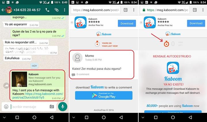Cómo enviar mensajes que se autodestruyen por WhatsApp destruyen eliminan automáticamente Android iOS celular Teléfono móvil Facebook Line Correo Gmail SMS Tutorial Guia