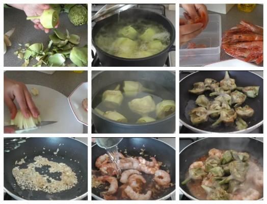 alcachofas-con-langostinos-elaboracion