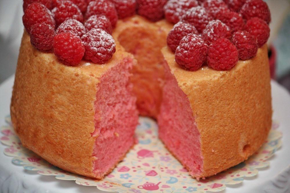 Angel Food Cake de frambuesas