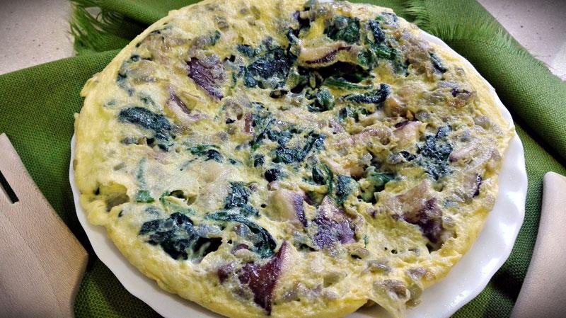 tortilla de espinacas y setas