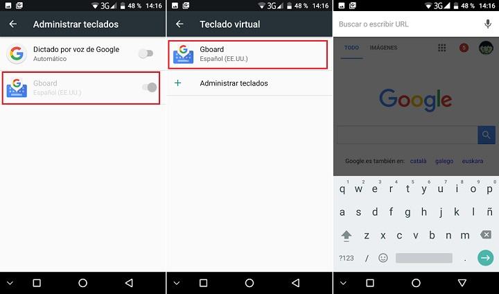 teclado desaparecido al actualizar a Android 7.0 Nougat teclado virtual dictado por voz de Google Gboard actualización sin teclado