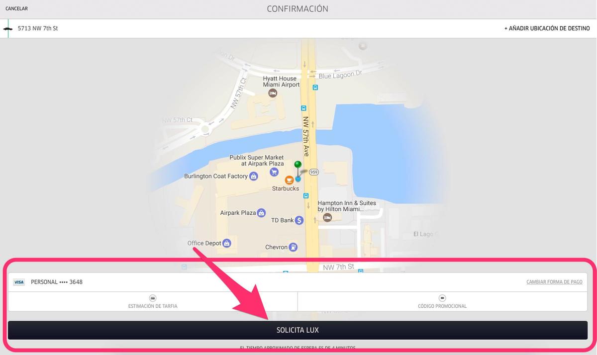 solicitando uber sin aplicación desde pc