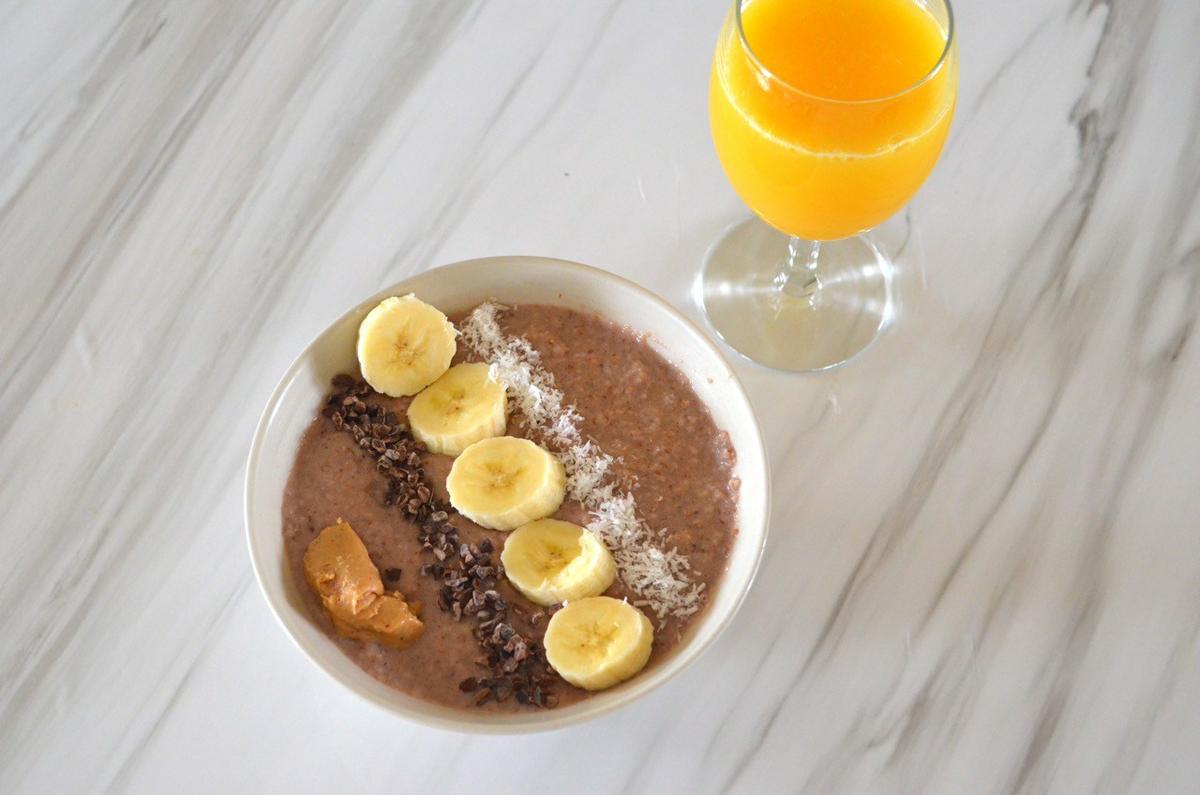 Gachas de avena de chocolate - Desayuno saludable