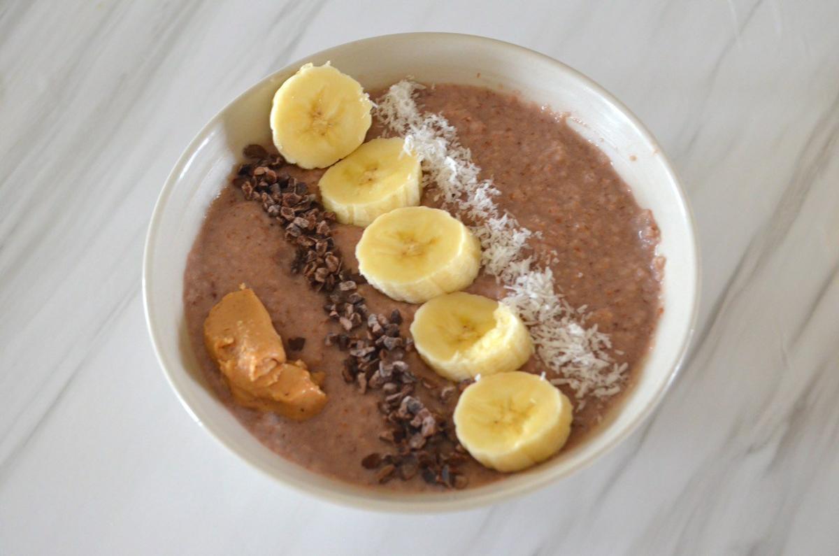 Gachas de avena de chocolate - Desayuno saludable