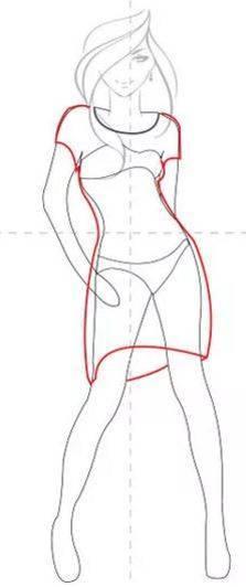 como dibujar un vestido paso 2