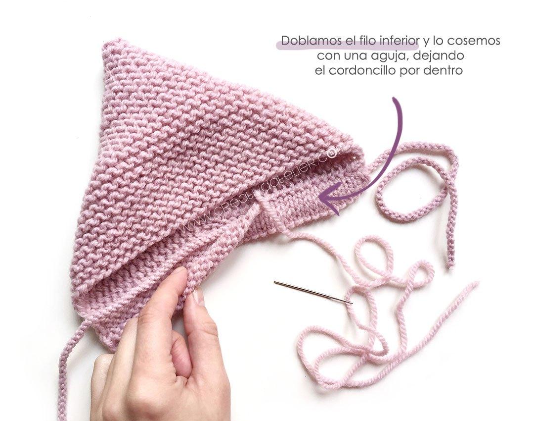 Capota de lana a punto bobo de bebé - PIxie - Tutorial y patrón