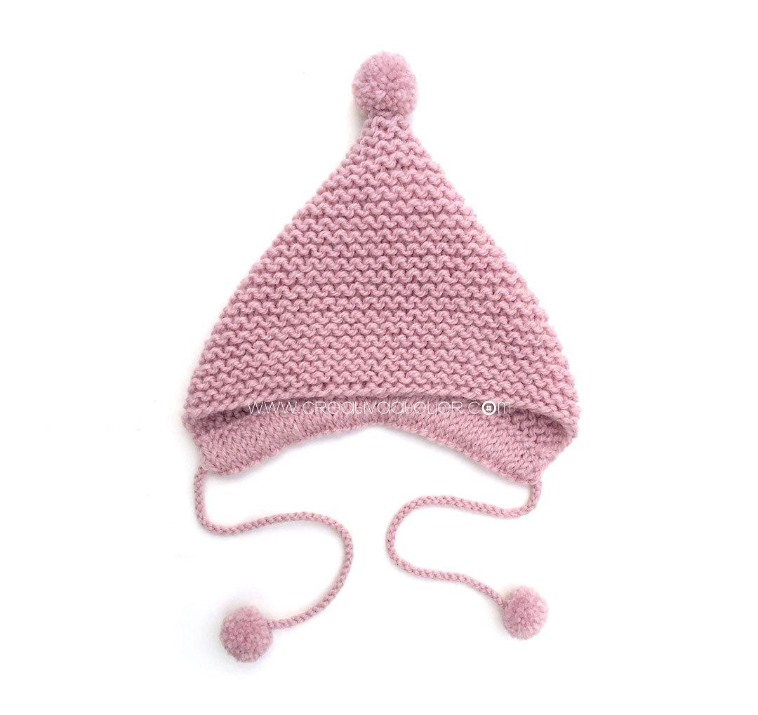 Capota de lana a punto bobo de bebé - PIxie - Tutorial y patrón