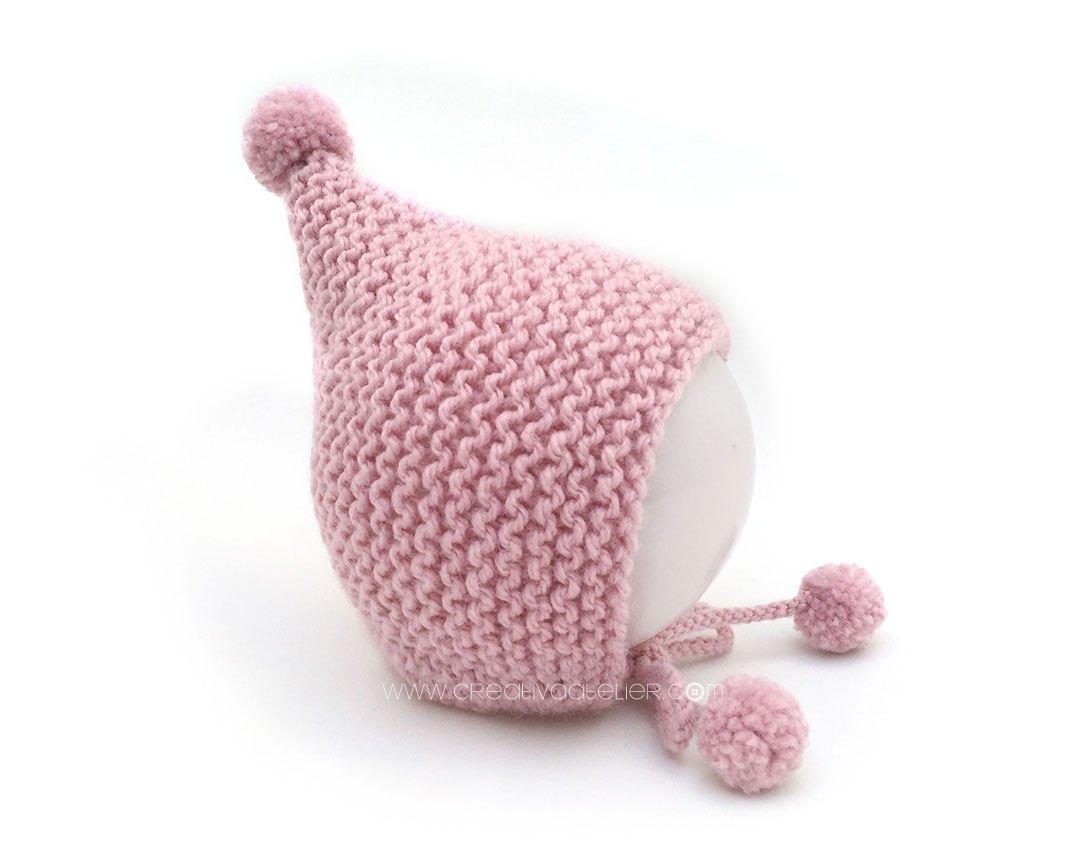 Capota de lana a punto bobo de bebé - PIxie - Tutorial y patrón