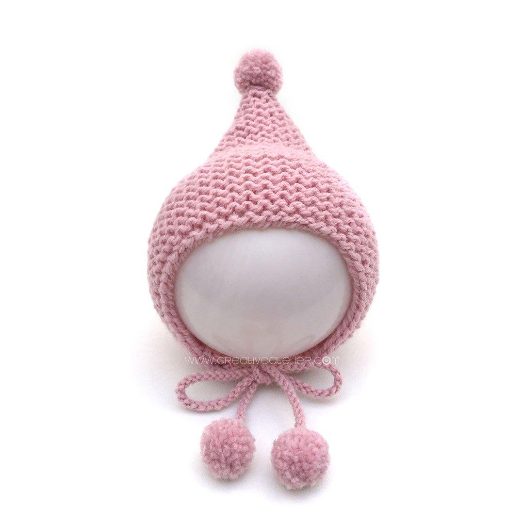 Capota de lana a punto bobo de bebé - PIxie - Tutorial y patrón