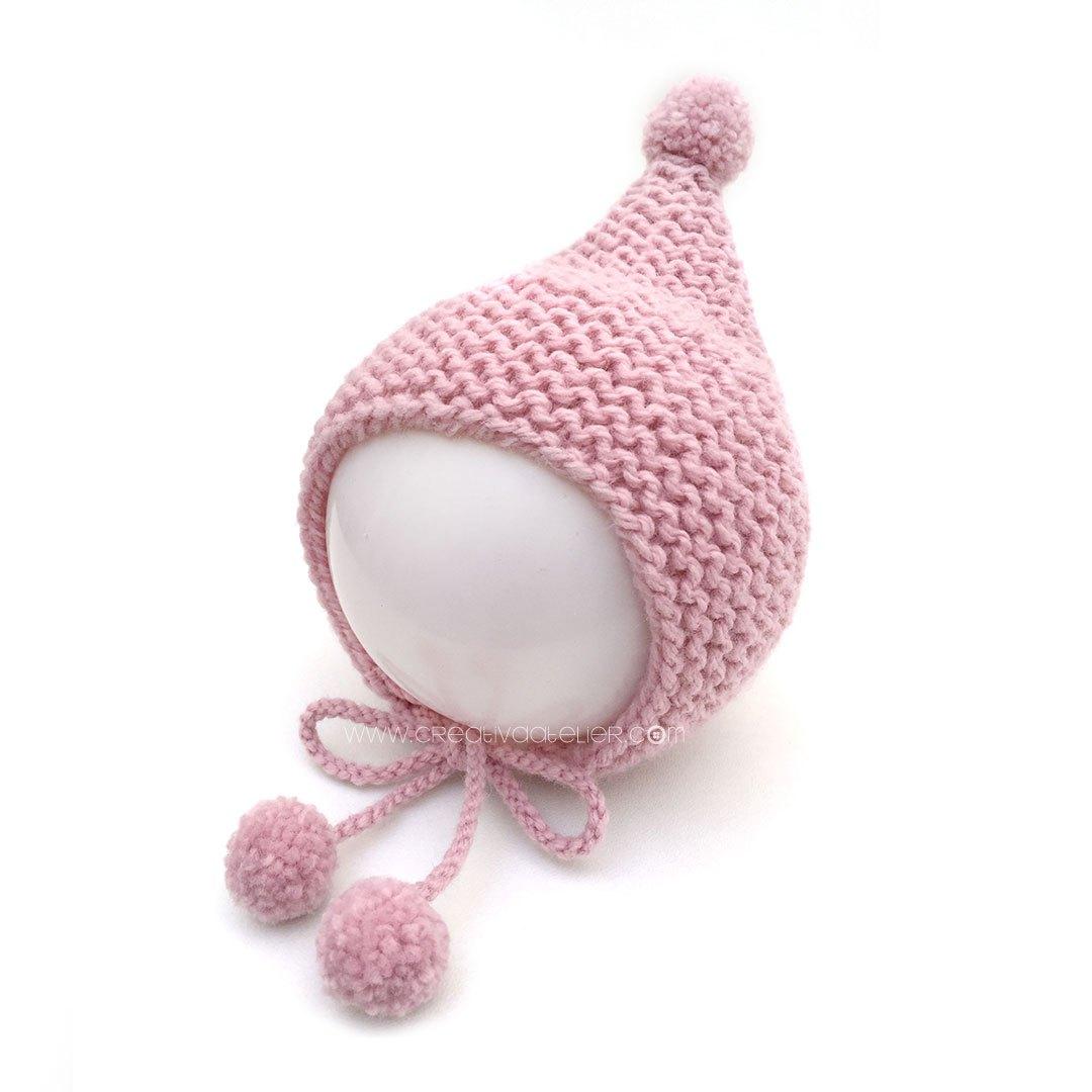 Capota de lana a punto bobo de bebé - PIxie - Tutorial y patrón