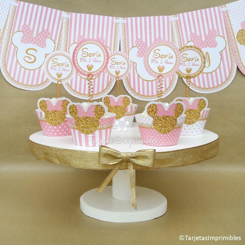 wrappers-para-cupcakes minnie mouse dorado y rosa