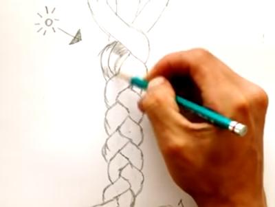 paso 2 para dibujar cabello trenzado