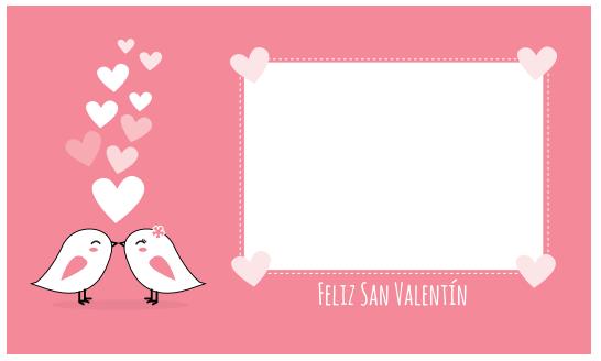 tarjeta rosa pollitos besándose San Valentín